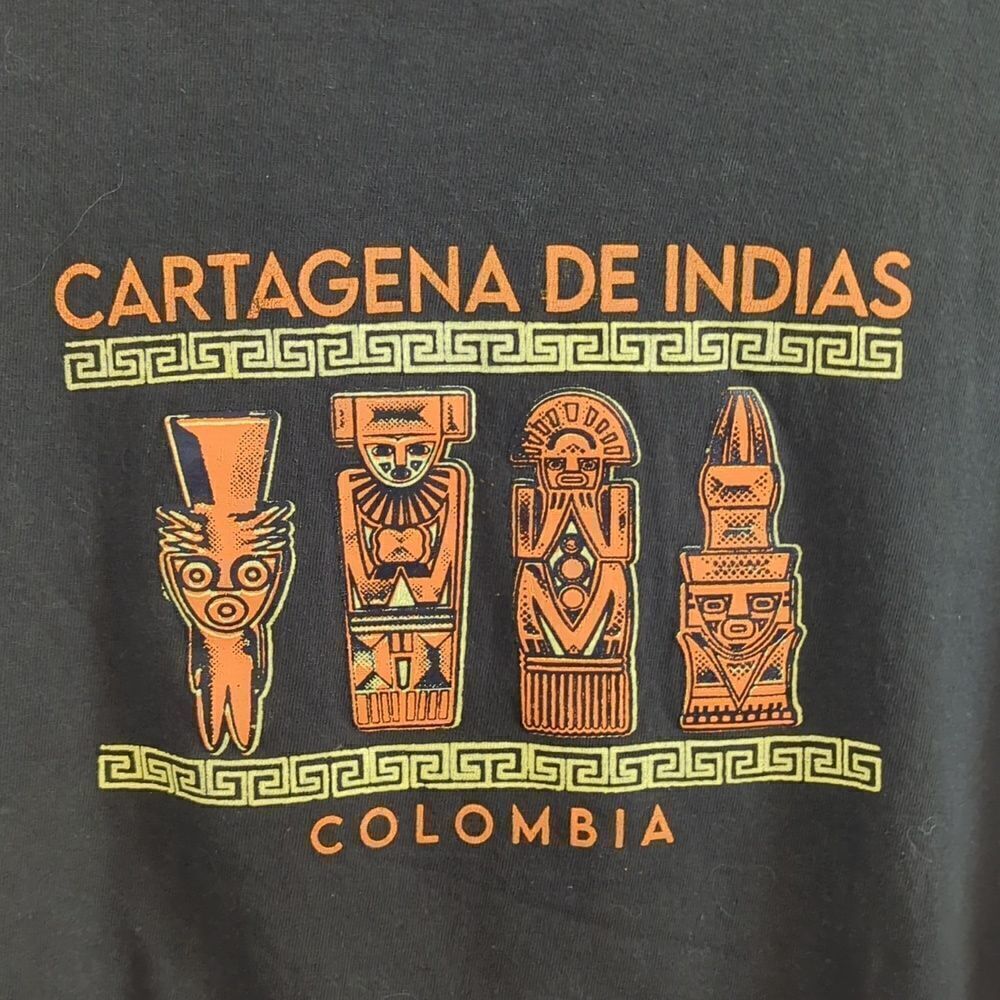 Graphic Tee Shirt Cartagena Columbia Dark Green Size Large